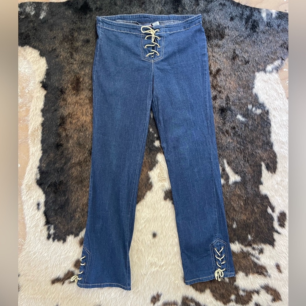 Lace up jeans